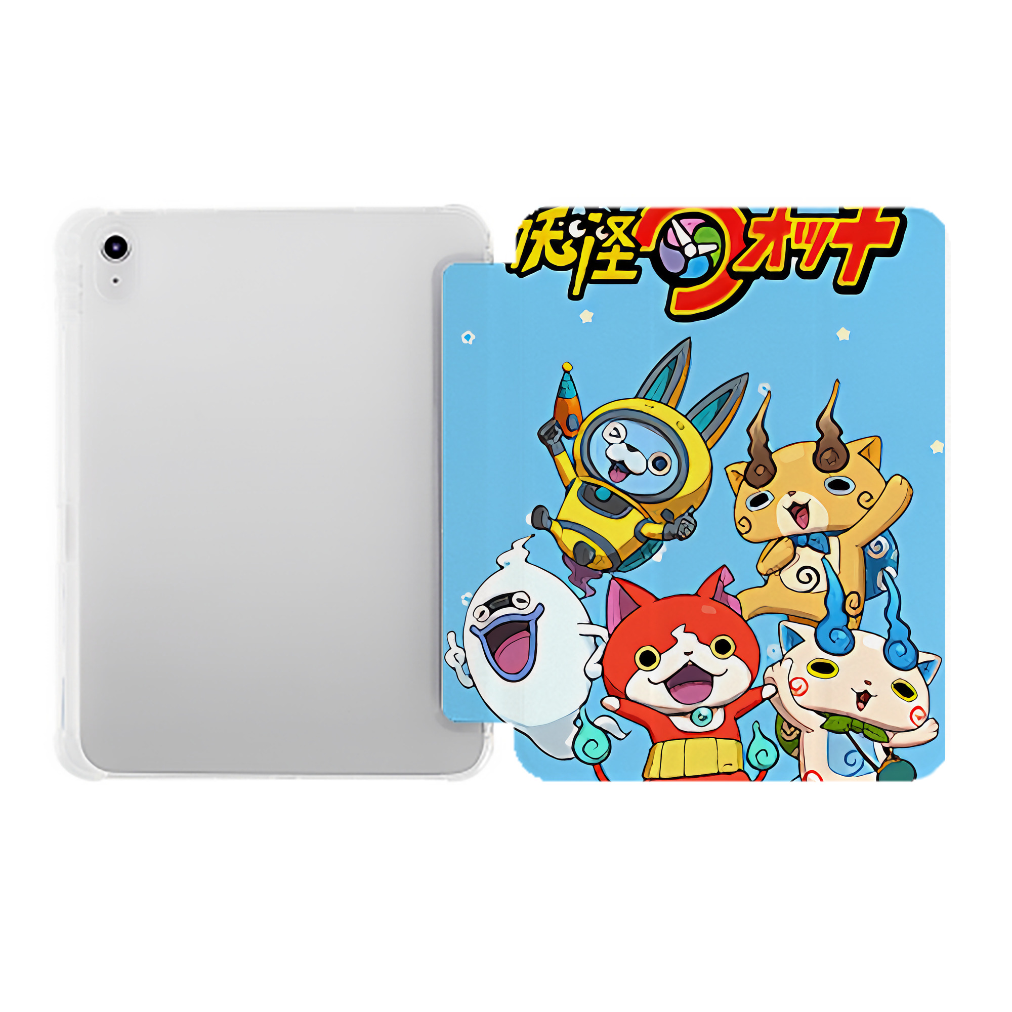 （画像用） 妖怪ウォッチ Yo-kai Watch IPad ケース ペン収納付き 三つ折りスタンド PUレザー×シリコン 対応機種9.5/10.5/10.9インチ